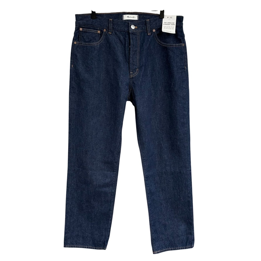 Madewell The Longline Straight Jean Dark Wash High Rise 100% Cotton Size 30 NEW